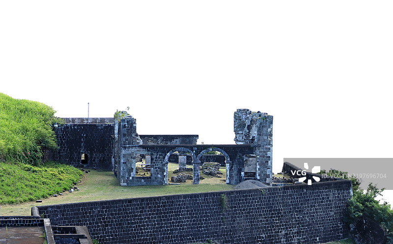 圣基茨岛布林斯通山堡国家公园的炮兵军官宿舍旧遗址图片素材