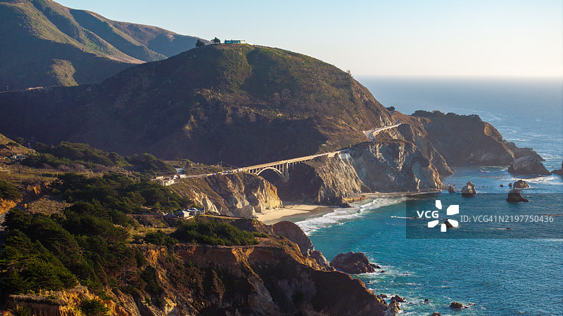 比克斯比大桥，加州大苏尔风景海岸图片素材