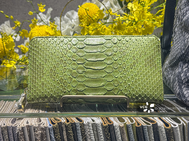 异域绿色蟒蛇皮钱包图片素材