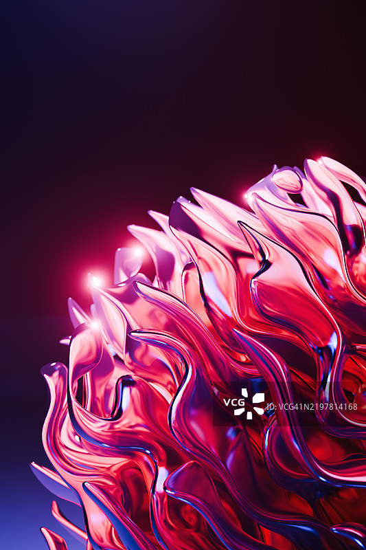 光滑的粉色和紫色流体形状抽象3D艺术图片素材