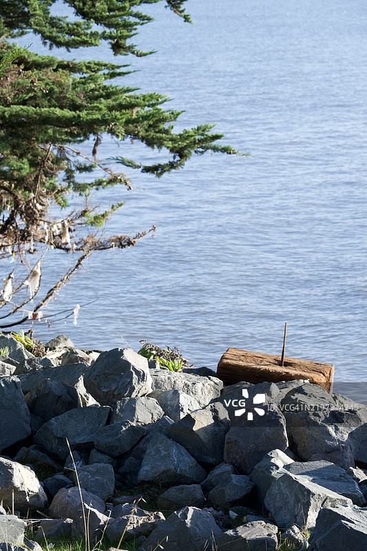 海边岩石的高角度视图，加州埃默里维尔，美国图片素材