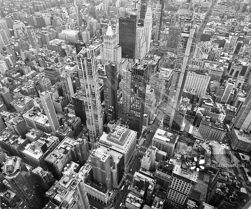 高角度俯瞰纽约市建筑， 美国图片素材