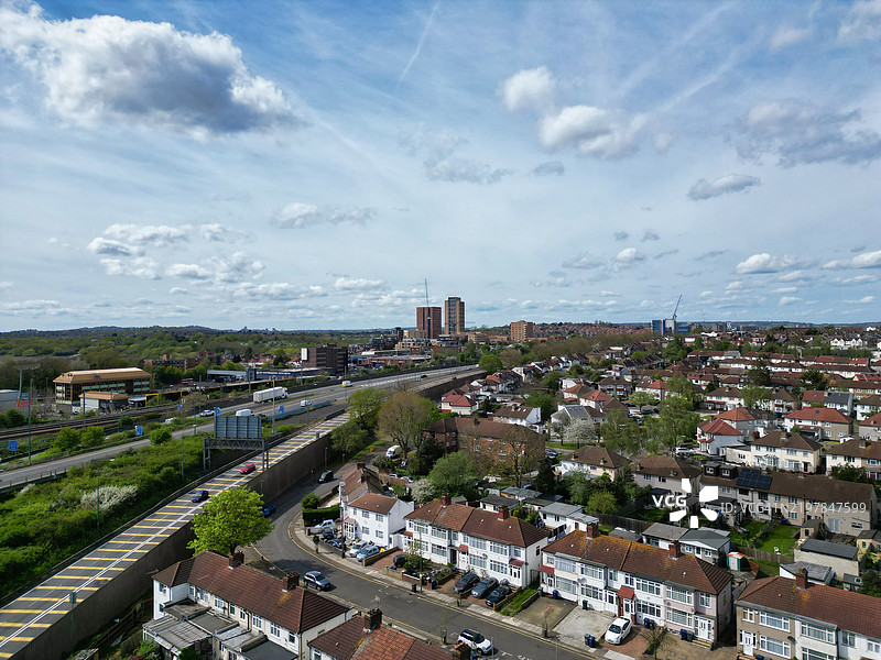 伦敦布伦特克罗斯西亨登的鸟瞰图，英格兰，联合王国图片素材