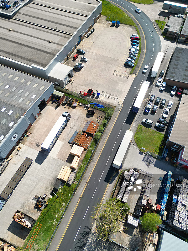 南约克郡罗瑟汉姆市中心和大教堂镇的高角度视图图片素材