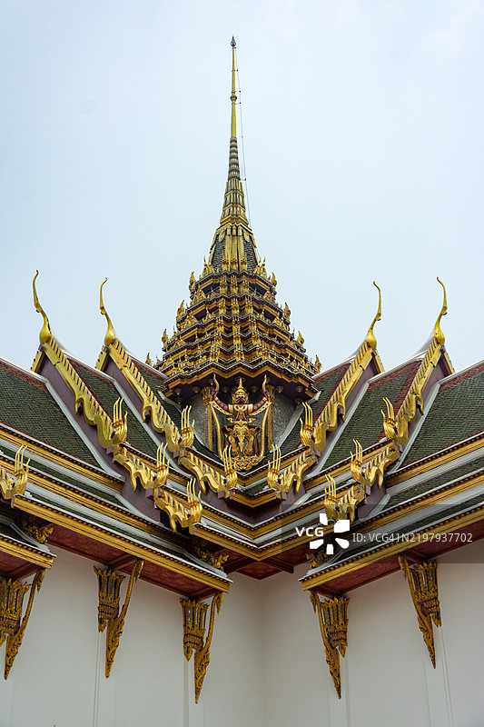 大皇宫内的杜斯特玛哈普拉萨德王座大厅屋顶角落的迦楼罗。图片素材