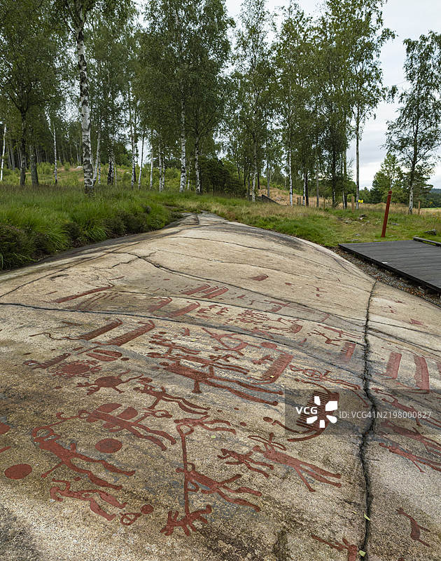 福索姆岩刻的青铜时代和铁器时代雕刻。瑞典图片素材