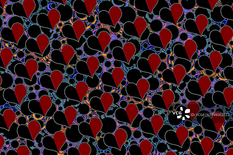 优雅的装饰性心形图案设计，适用于面料、墙纸、礼品纸、横幅、封面、海报、演示文稿、杂志和宣传册图片素材