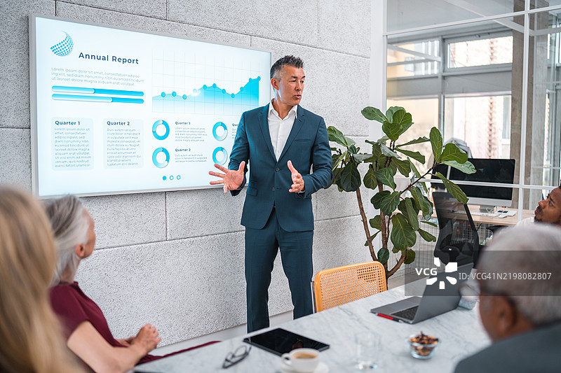 成熟的亚洲商人的远见演讲图片素材