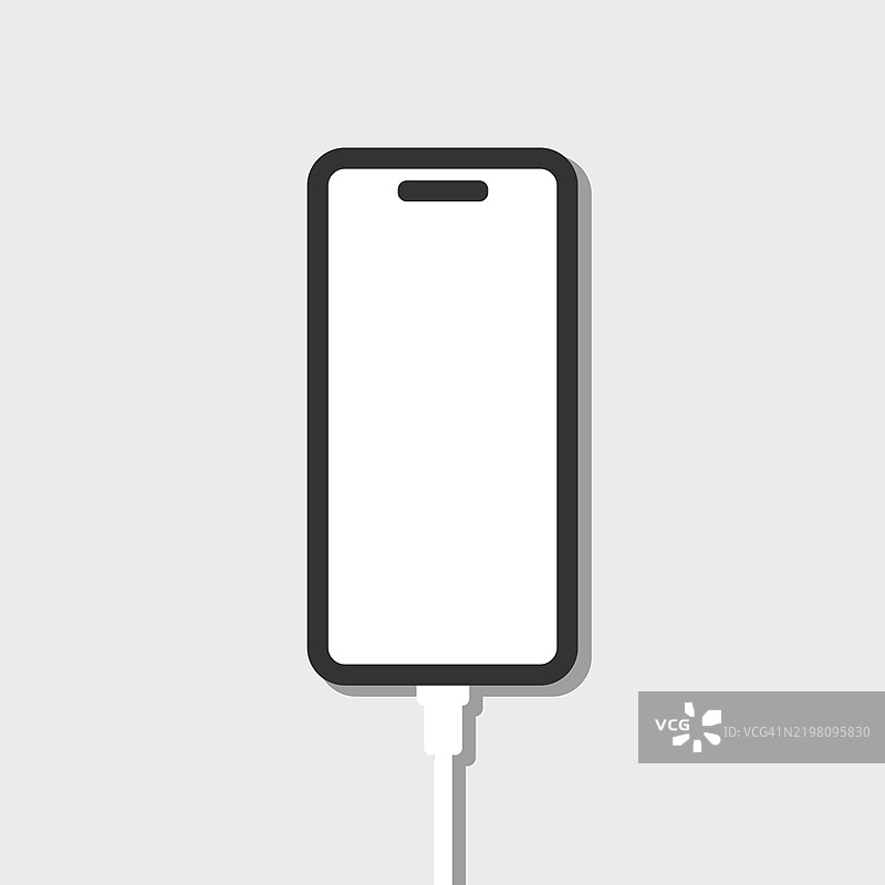 智能手机与充电线矢量图标。图片素材