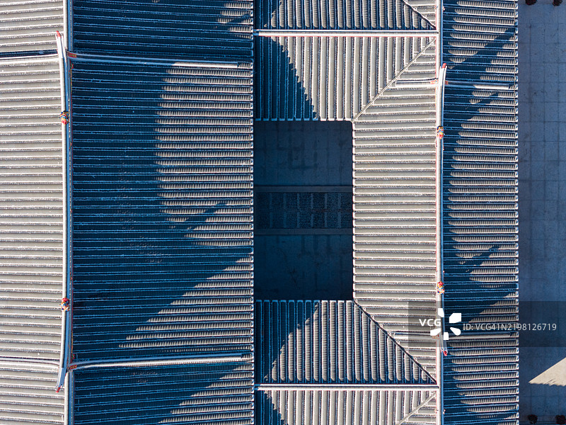 古老建筑的屋顶瓦片俯视图图片素材