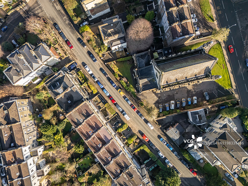 布里斯托尔克利夫顿的住宅区鸟瞰图图片素材