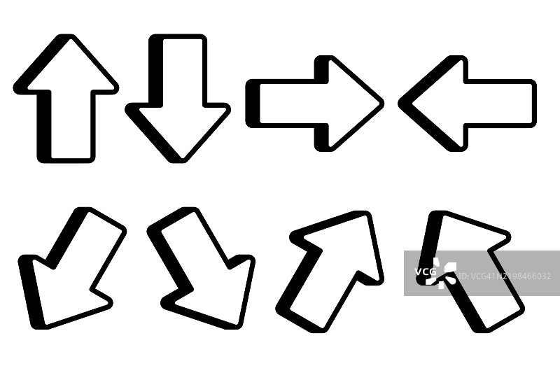 箭头图标集。箭头形状模板。图片素材