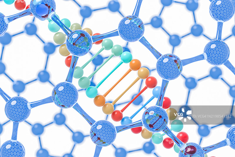 生物技术的分子结构图，3D渲染图片素材