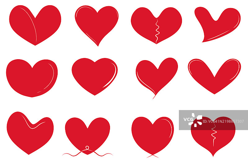 红色心形图标扁平设计图片素材