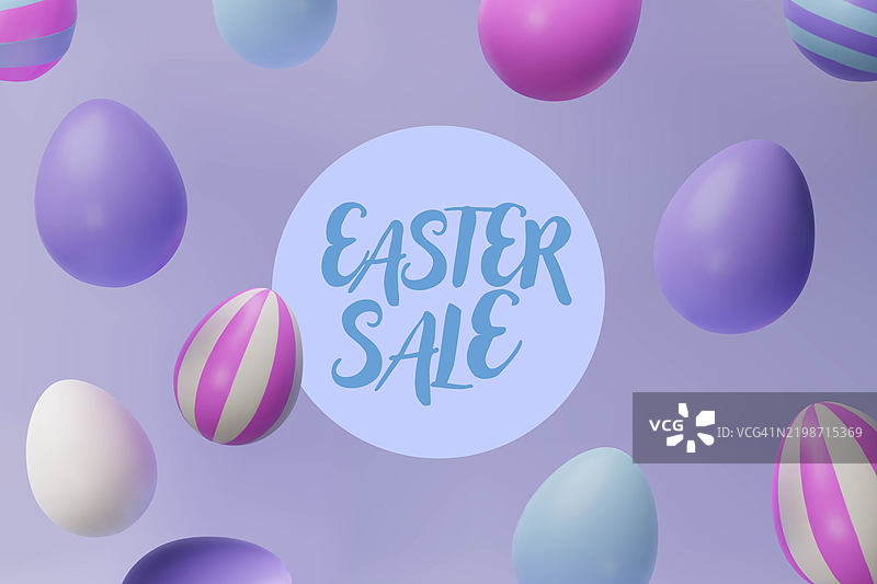 3D下落的复活节粉彩蛋横幅框架图片素材