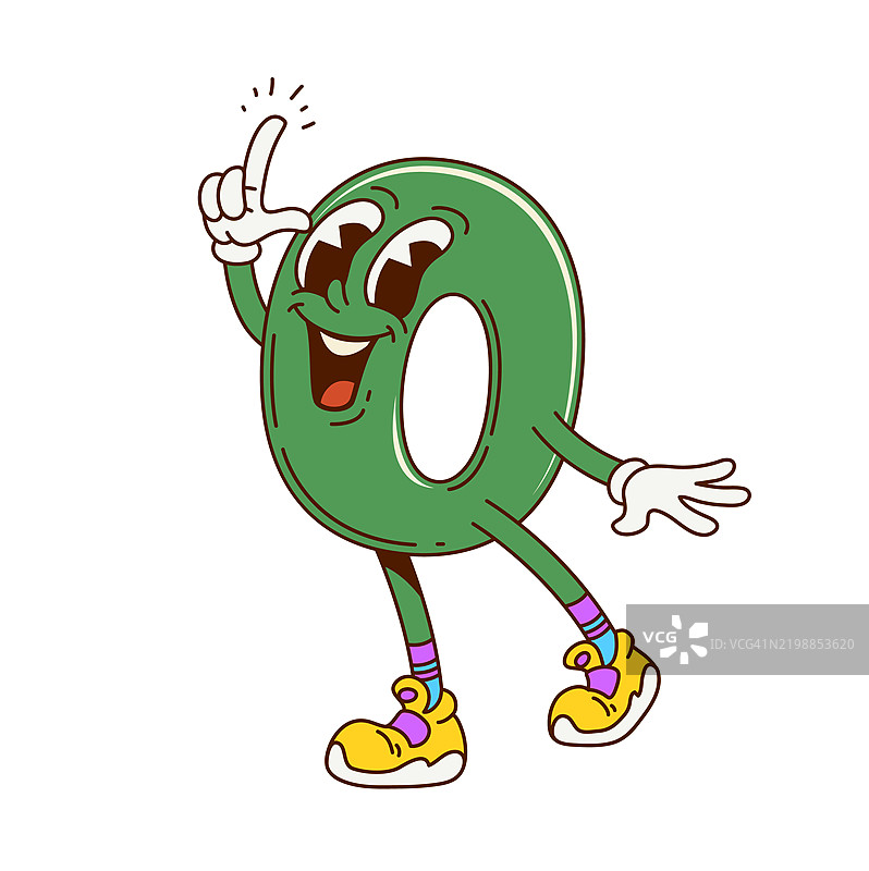 酷炫的数学数字零，俏皮可爱的角色图片素材