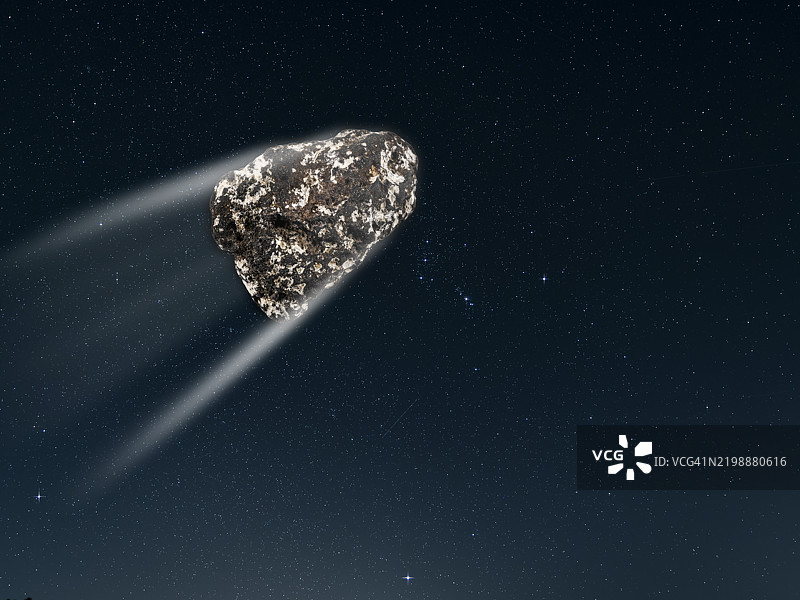 大型陨石穿越夜空的模拟。图片素材