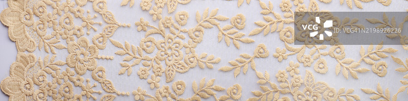 全景镜头的刺绣蕾丝面料图片素材