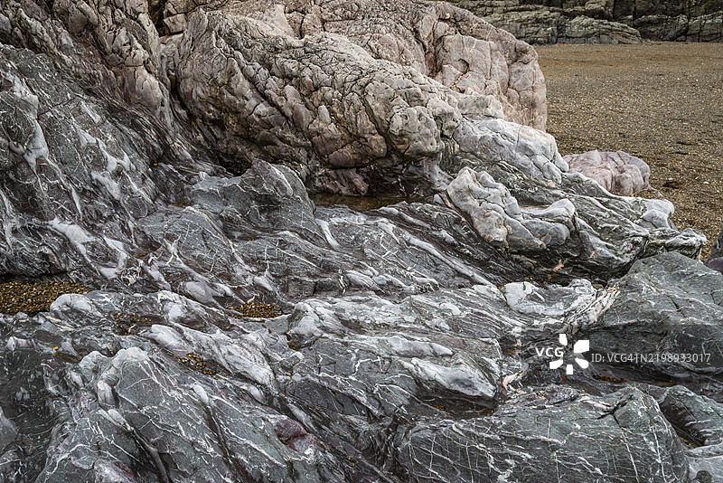 威尔士北部安格尔西岛兰德温岛的地质学图片素材