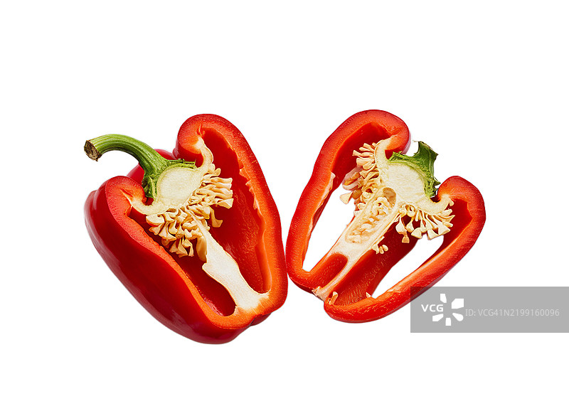 红色切碎的甜椒，孤立在白色背景上图片素材