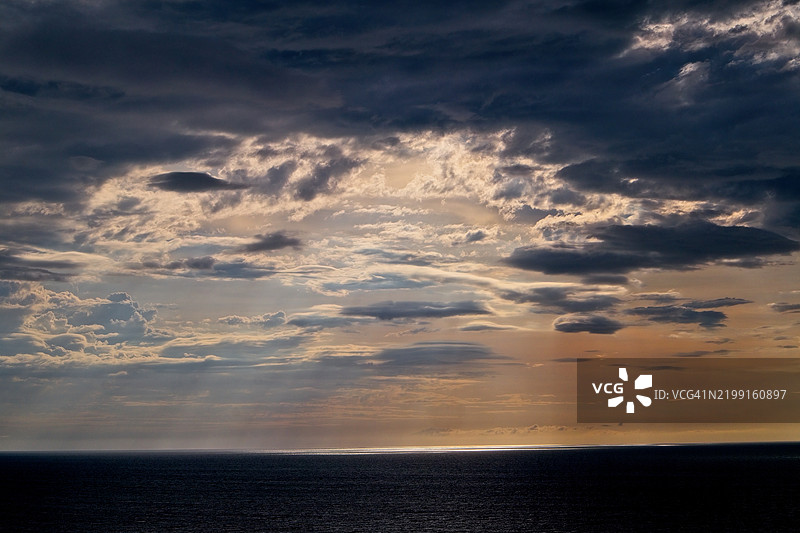 海洋与戏剧性天空的美丽景色图片素材