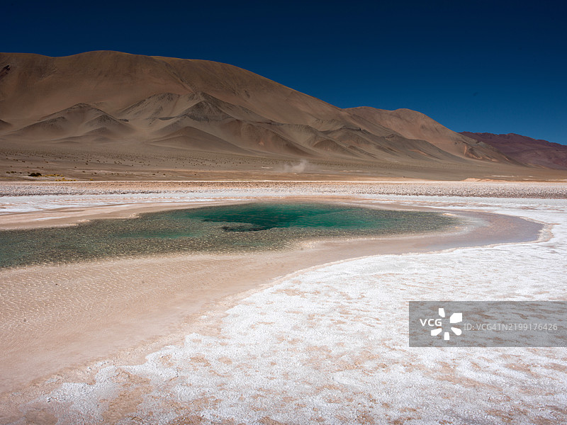 海眼泻湖深蓝色的“海之眼”盐水池图片素材