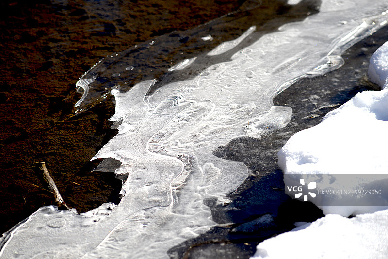 池塘表面的冰图片素材