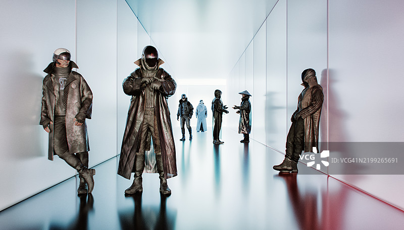 未来城市走廊中的角色图片素材