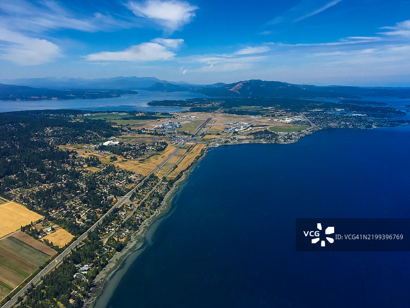 不列颠哥伦比亚省加拿大萨尼奇半岛和萨利什海的鸟瞰图图片素材