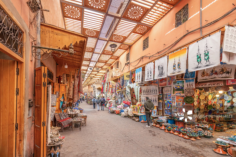 摩洛哥马拉喀什的市场。图片素材