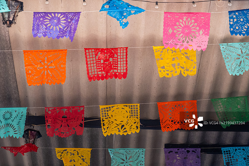 墨西哥彩纸，或称打孔纸 - 特波茨特兰，墨西哥图片素材