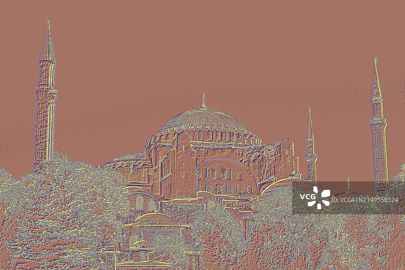 伊斯坦布尔奥斯曼风格清真寺的外部轮廓视图图片素材