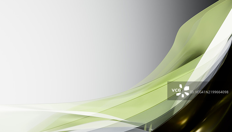 渐变背景上流动的抽象绿色和白色波浪图片素材