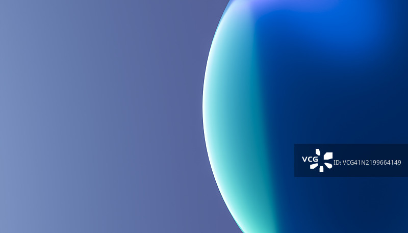 抽象的蓝色和青绿色球体从紫色背景中浮现图片素材