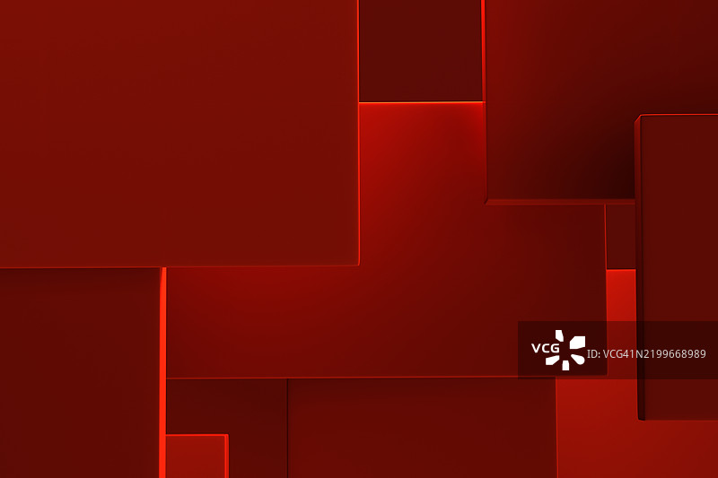 抽象红色几何背景与重叠的矩形形状图片素材