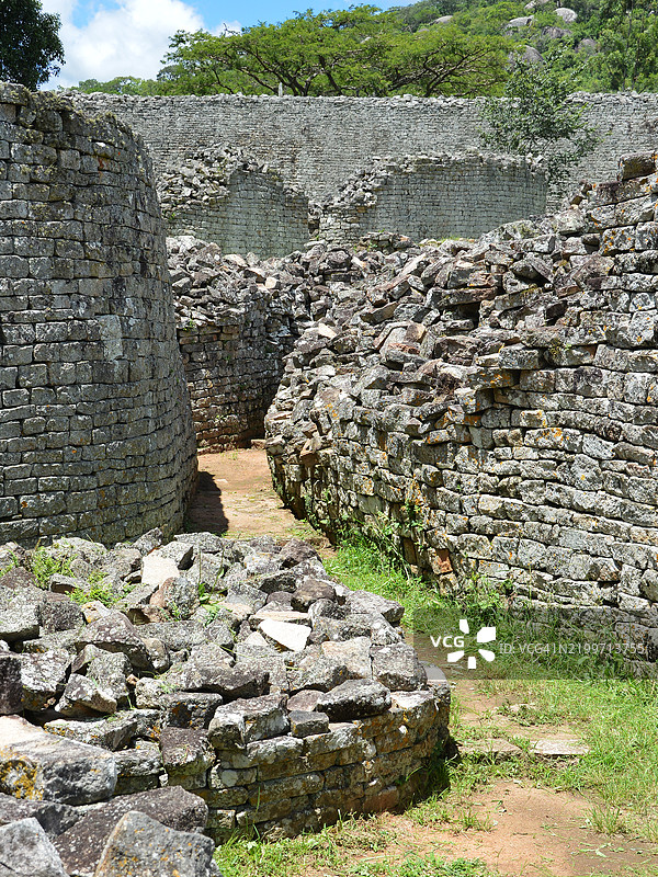 大津巴布韦国家公园大围墙之间的通道图片素材