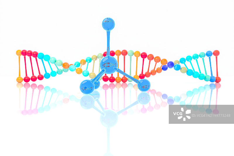 多色分子结构图，3D渲染图片素材