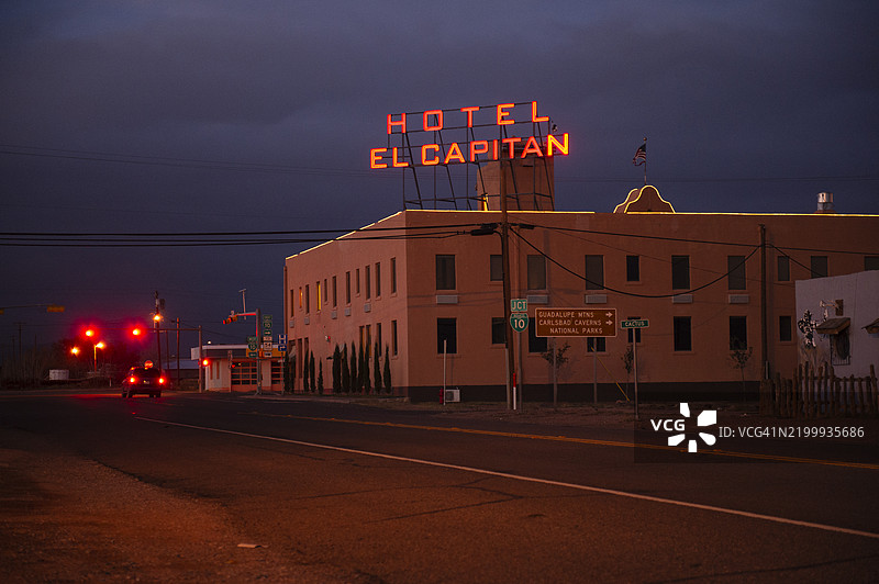 范霍恩的酒店霓虹灯招牌图片素材