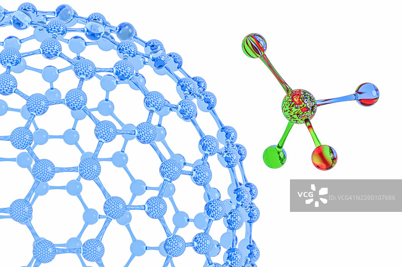 生物技术的分子结构图，3D渲染效果图片素材