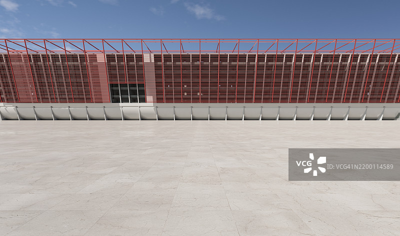 现代建筑前的空旷广场，配有钢结构框架图片素材