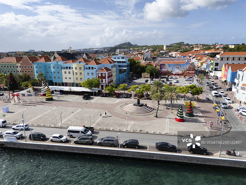 库拉索岛威廉斯塔德的鸟瞰图，加勒比海图片素材