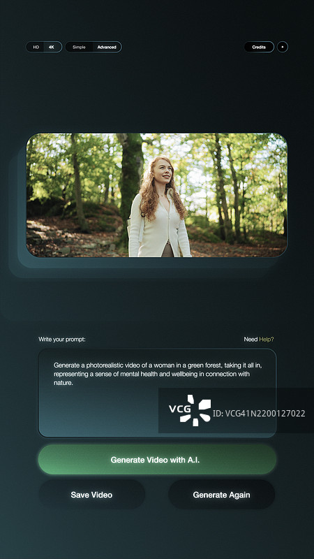 AI技术生成的森林场景，展现一位女性感受自然的画面图片素材