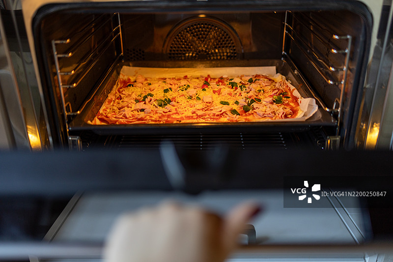 自制的烤箱披萨图片素材