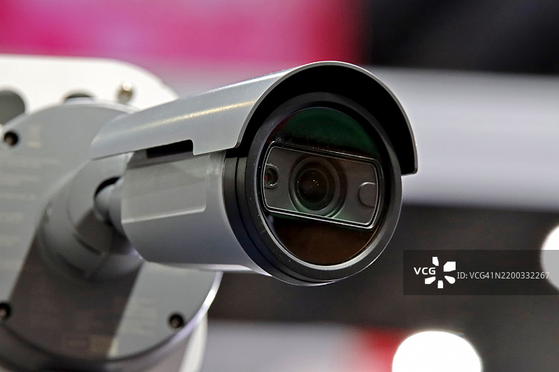 监控摄像头特写。物体保护组织的概念图片素材
