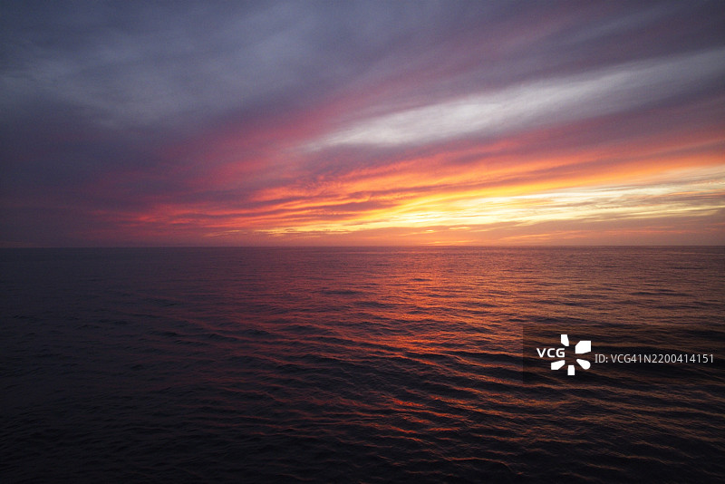 海面与橙色天空的美丽景色图片素材