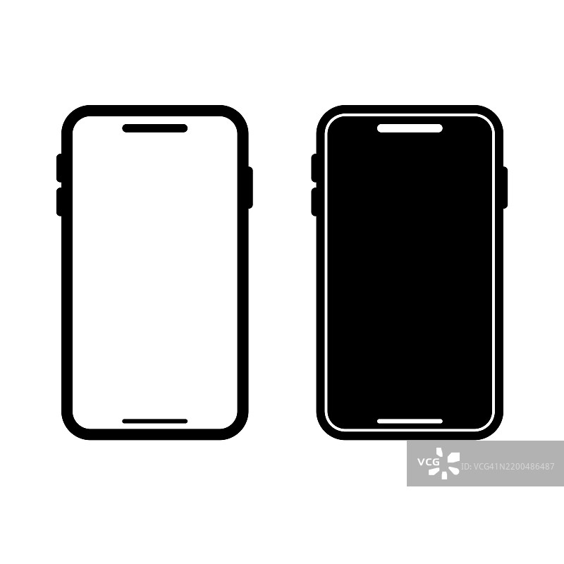 智能手机模型矢量图标，背景为白色图片素材