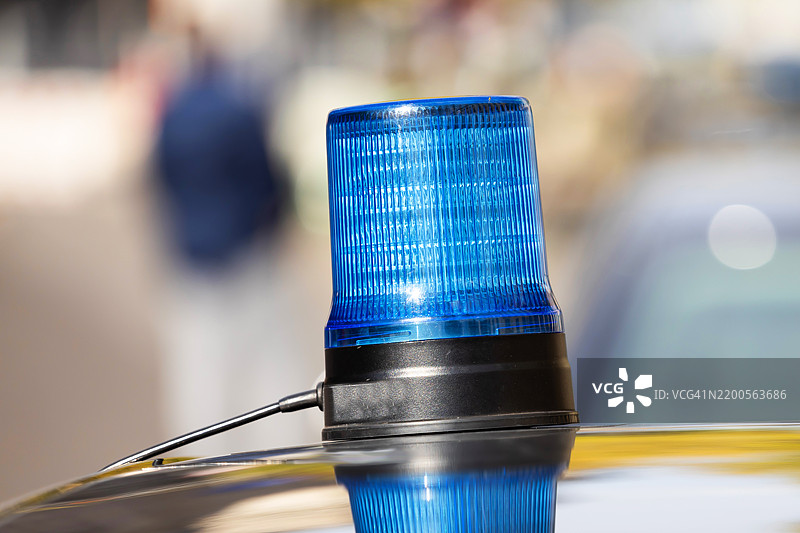 德国警方的无标记民用车上的警灯图片素材