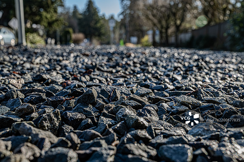 路面上的卵石特写图片素材