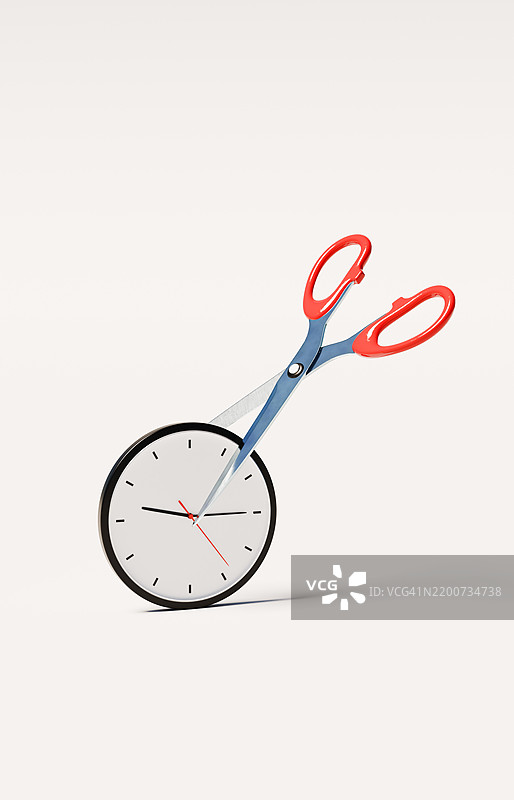 悬浮剪刀中的危险时钟 - 关于时间管理的评论图片素材