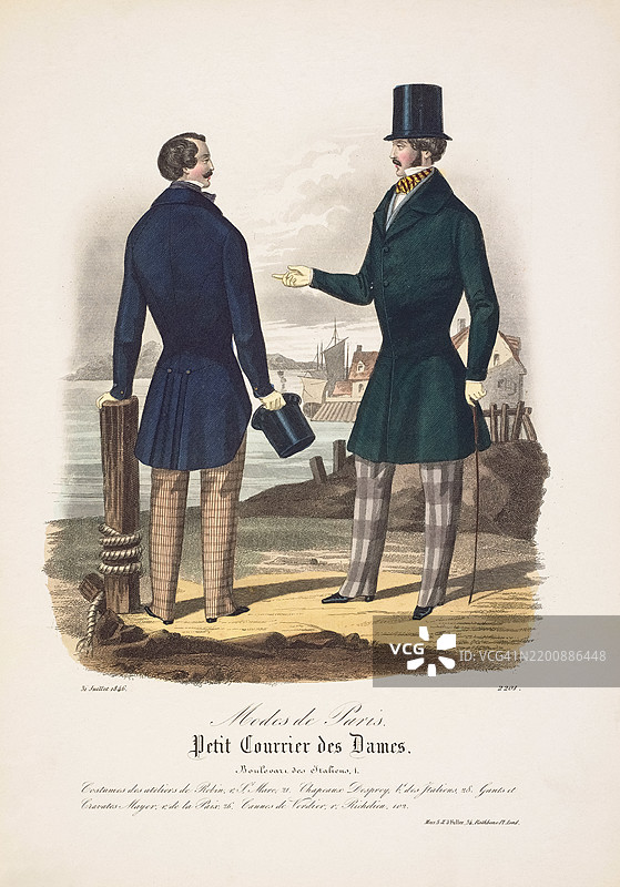 身穿19世纪服装的两名男子图片素材